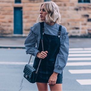 TOPSHOP Gingham Sleeve Blouse